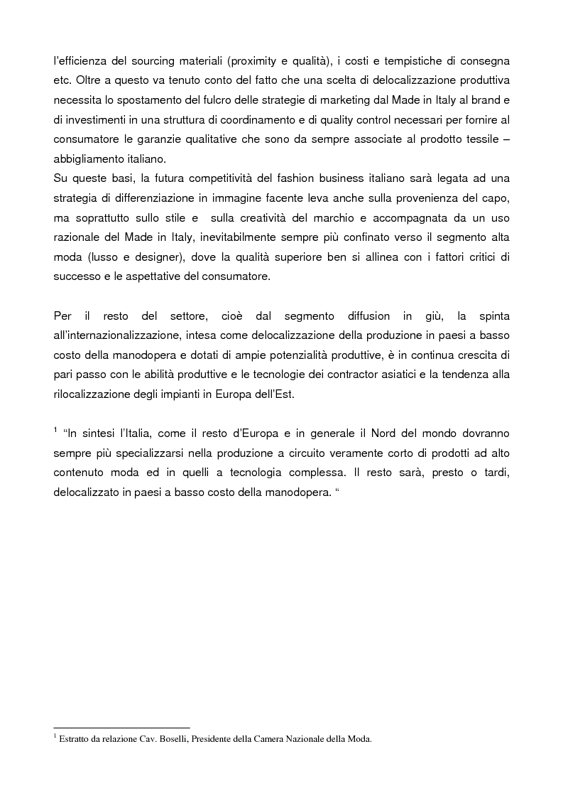 Anteprima della tesi: Internazionalizzazione e delocalizzazione globale nel settore abbigliamento: le opportunità in Asia, Pagina 7