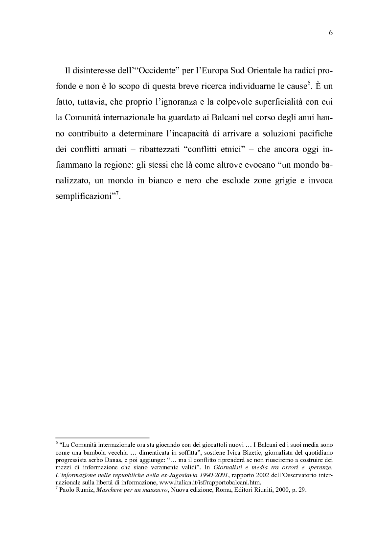 Anteprima della tesi: Tra riflettori e silenzio. Informazione di guerra e informazione di pace in Bosnia-Erzegovina, Croazia e Serbia-Montenegro, Pagina 3