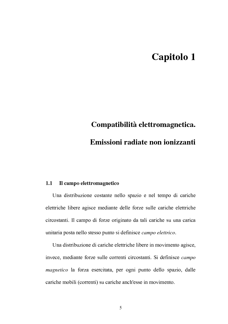 Anteprima della tesi: Prove sperimentali di emissioni di campo elettromagnetico prodotto da apparecchi illuminanti con lampade fluorescenti. Andamento del campo, Pagina 5