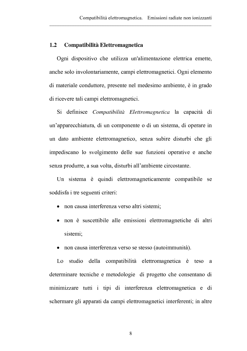 Anteprima della tesi: Prove sperimentali di emissioni di campo elettromagnetico prodotto da apparecchi illuminanti con lampade fluorescenti. Andamento del campo, Pagina 8