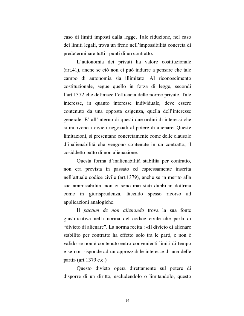 Anteprima della tesi: I patti di non alienazione, Pagina 11