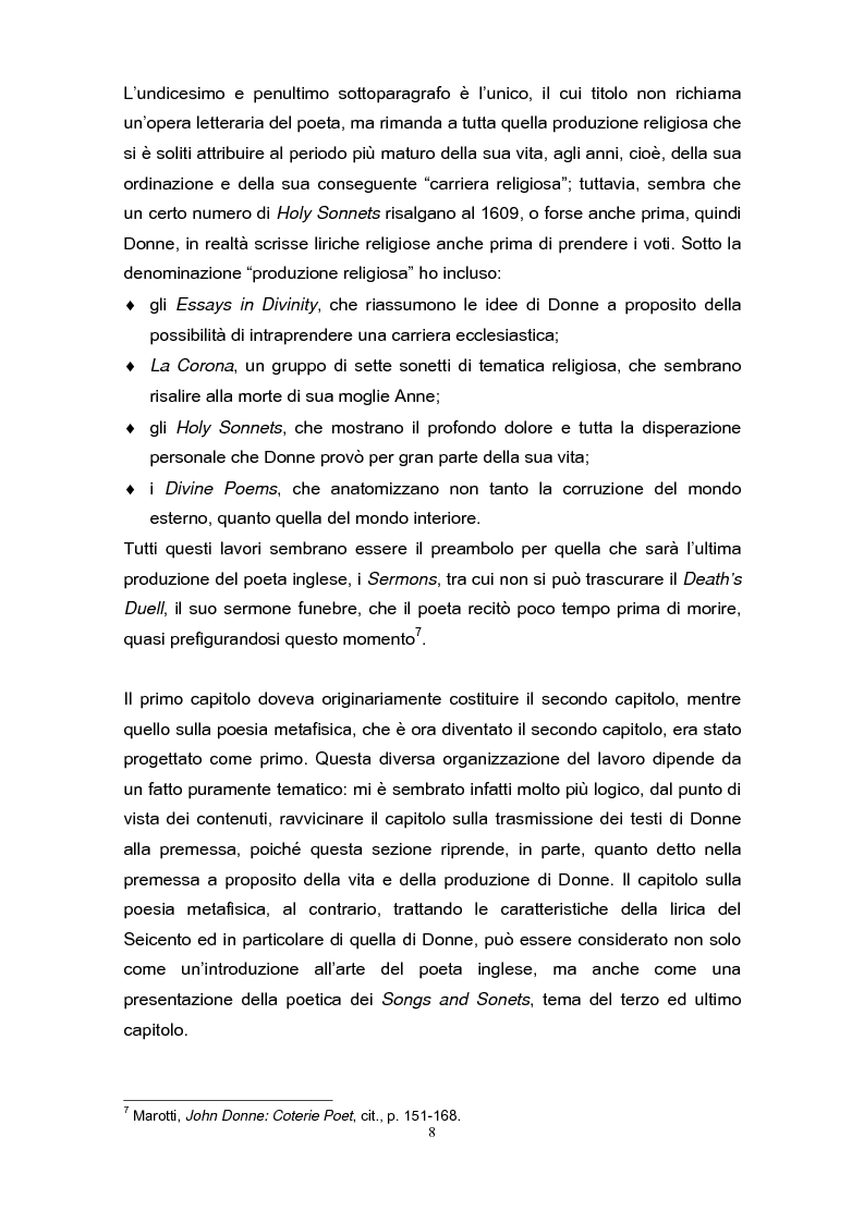 Anteprima della tesi: La poetica di John Donne (1572-1631) nei Songs and Sonets, Pagina 5