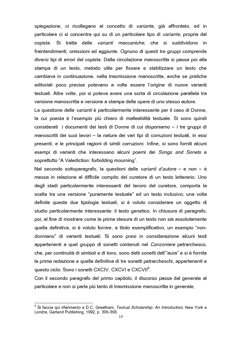 Anteprima della tesi: La poetica di John Donne (1572-1631) nei Songs and Sonets, Pagina 7