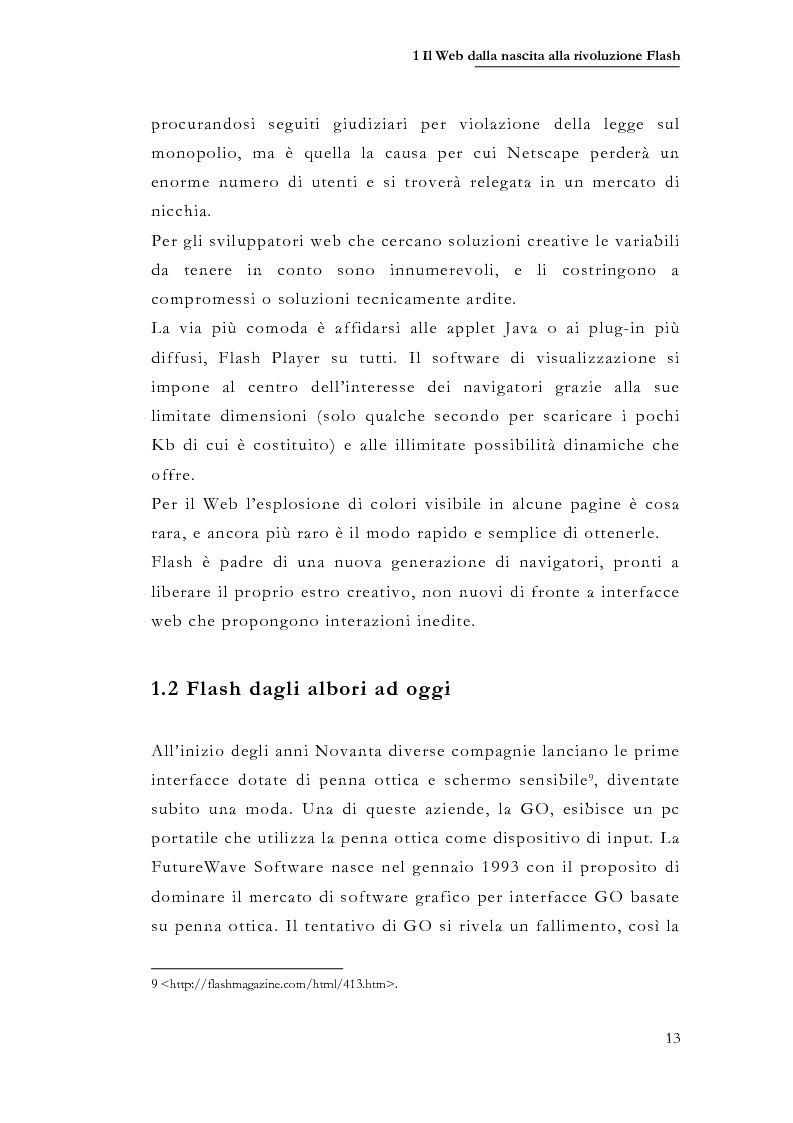 Anteprima della tesi: Macromedia Flash: strumento per lo sviluppo della narrazione interattiva nel Web, Pagina 10