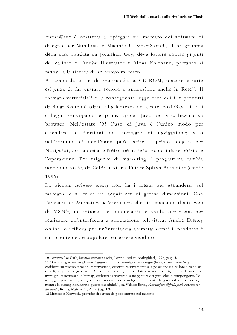 Anteprima della tesi: Macromedia Flash: strumento per lo sviluppo della narrazione interattiva nel Web, Pagina 11