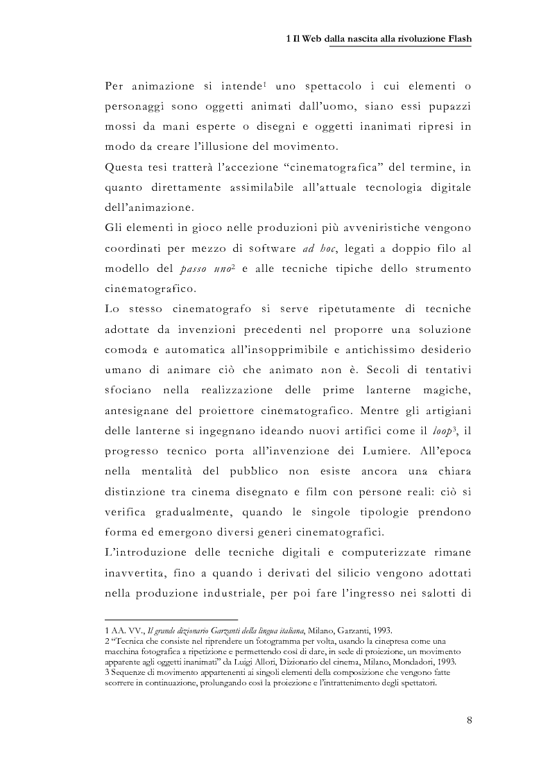 Anteprima della tesi: Macromedia Flash: strumento per lo sviluppo della narrazione interattiva nel Web, Pagina 5