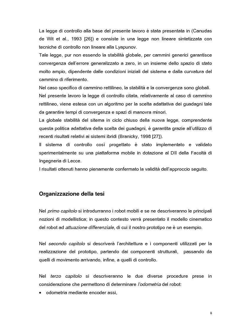 Anteprima della tesi: Sviluppo e validazione sperimentale di una tecnica di controllo adattativa di un robot mobile per l'inseguimento di cammini, Pagina 7
