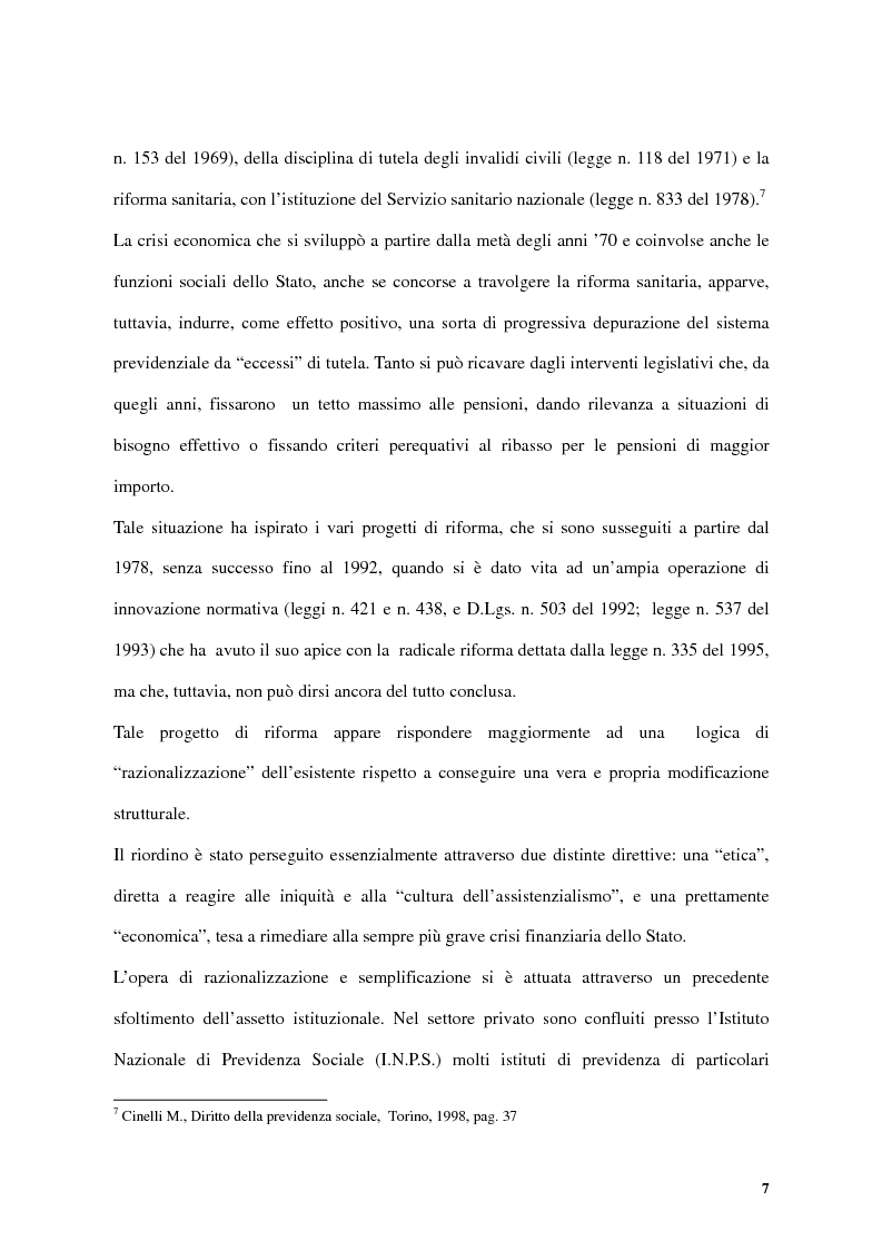 Anteprima della tesi: Previdenza complementare e trattamento di fine rapporto, Pagina 7