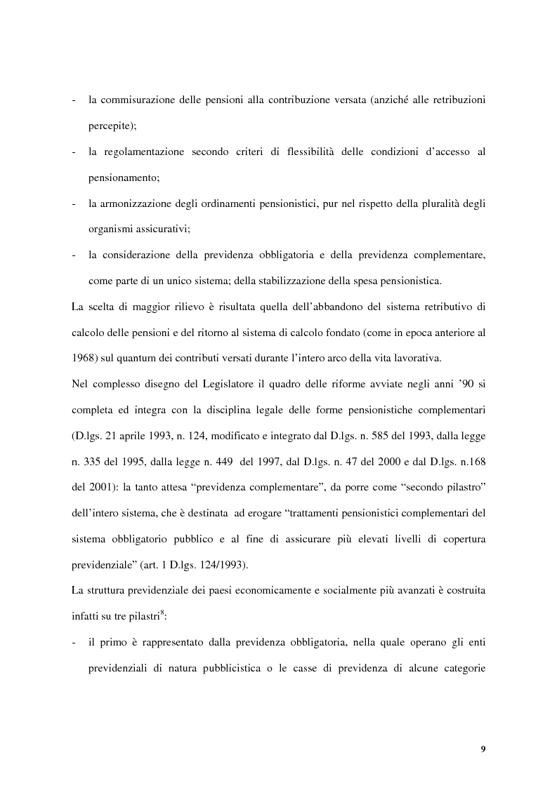 Anteprima della tesi: Previdenza complementare e trattamento di fine rapporto, Pagina 9