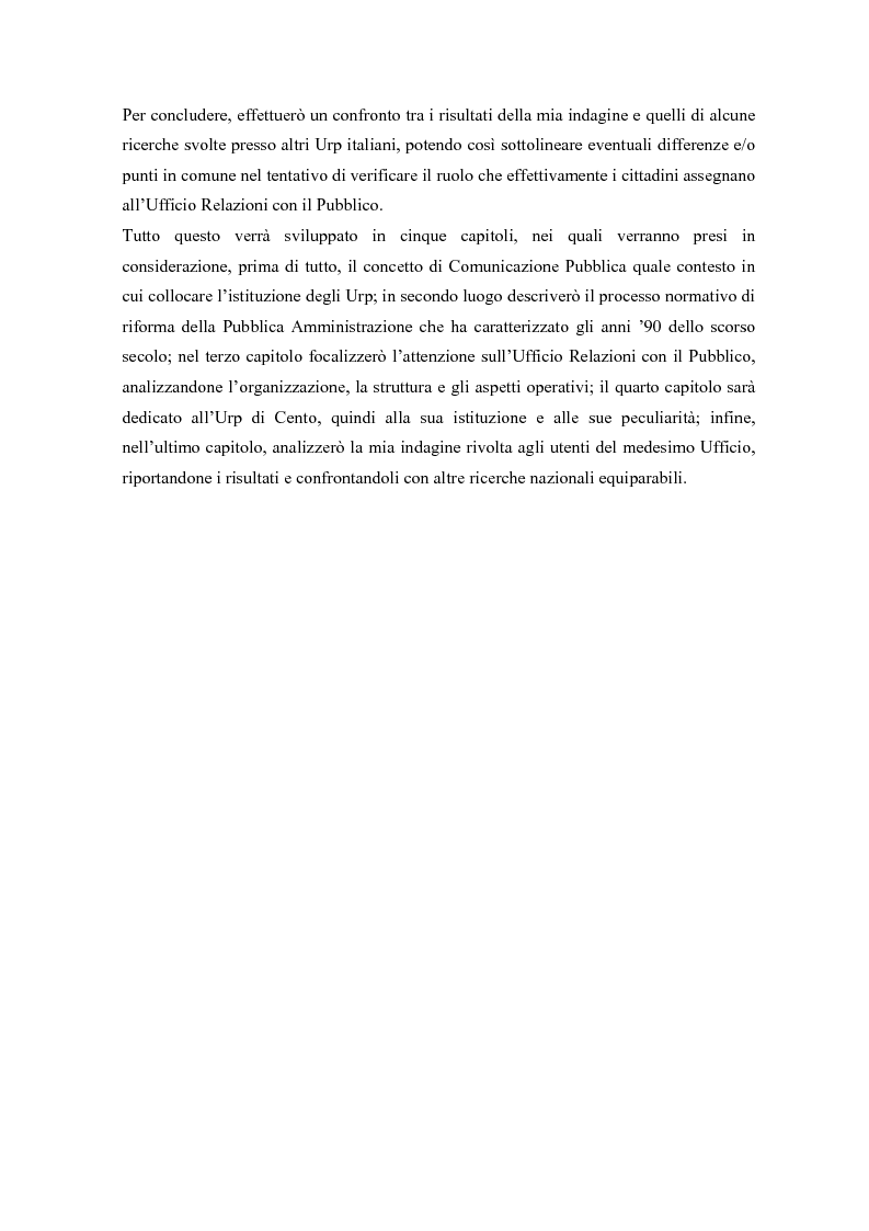 Anteprima della tesi: Urp: un ponte in costruzione tra cittadino ed ente pubblico. Il caso di Cento (Fe), Pagina 2