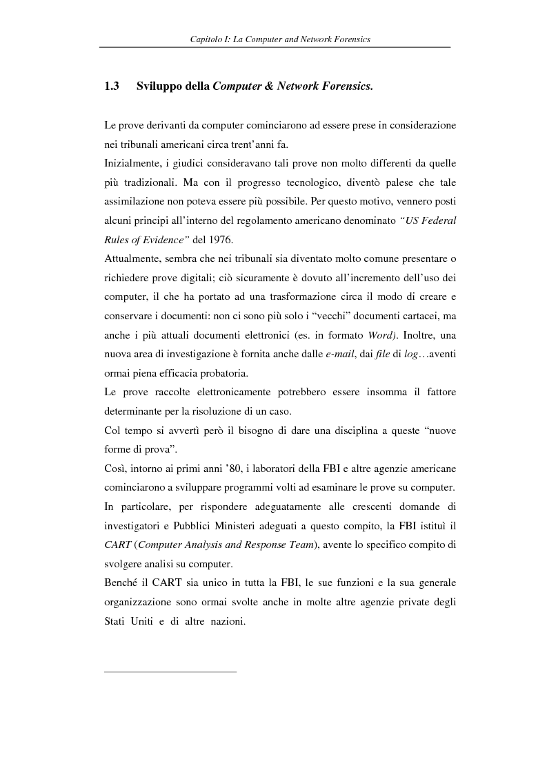 Anteprima della tesi: Problematiche giuridiche correlate alla Computer & Network Forensics, Pagina 15