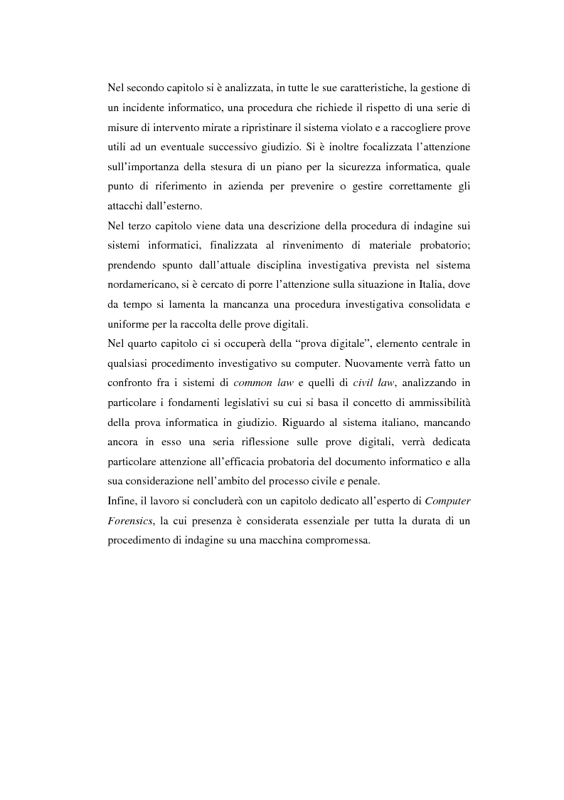 Anteprima della tesi: Problematiche giuridiche correlate alla Computer & Network Forensics, Pagina 5