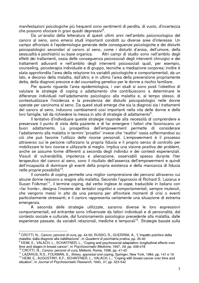 Anteprima della tesi: Il corpo ritrovato. Intervento educativo con donne operate di tumore al seno attraverso la metodologia della Biodanza, Pagina 3