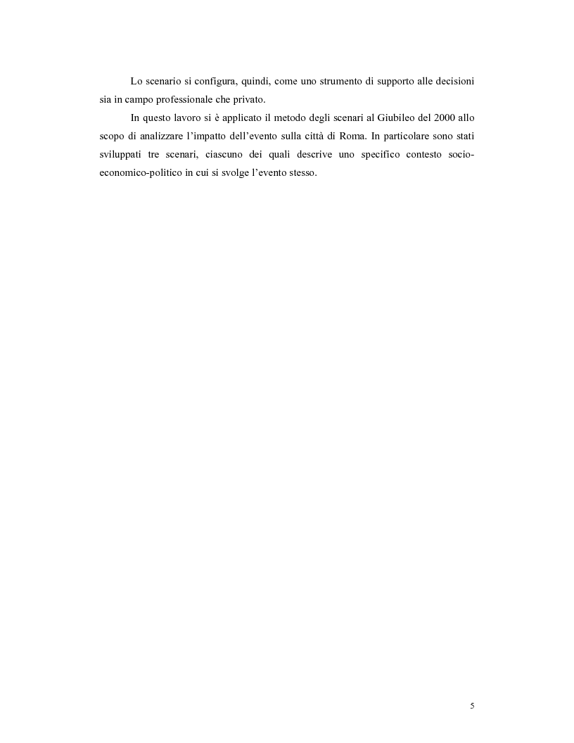 Anteprima della tesi: Un esempio di applicazione del metodo degli scenari al Giubileo dell'anno 2000, Pagina 2