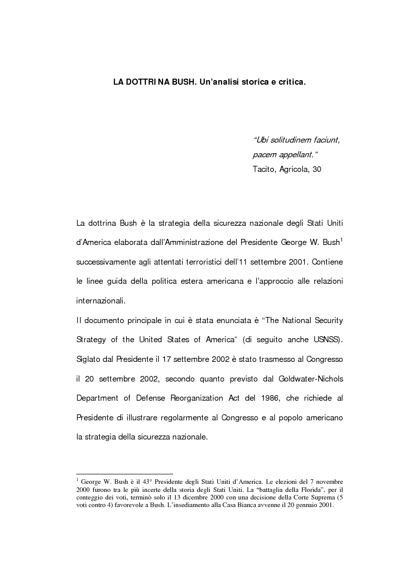 Anteprima della tesi: La dottrina Bush. Un'analisi storica e critica., Pagina 6
