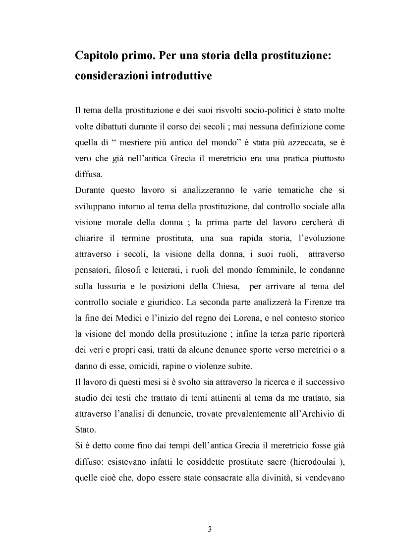 Anteprima della tesi: Ragazze di vita. Per una storia della prostituzione nella Firenze di età moderna, Pagina 3