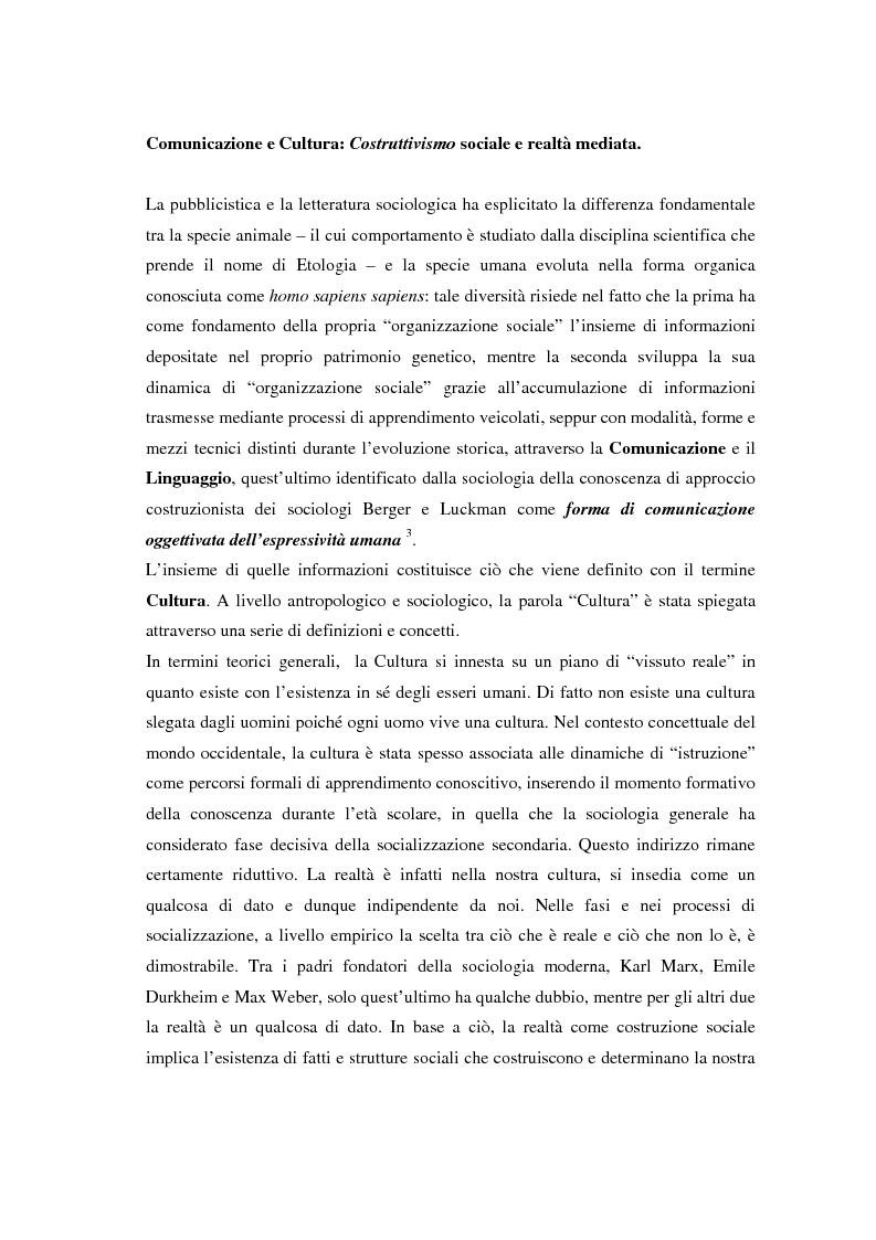 Anteprima della tesi: La comunicazione e l'informazione nei processi culturali, tra teoria e indagine empirica (La costruzione mediata della realtà), Pagina 15