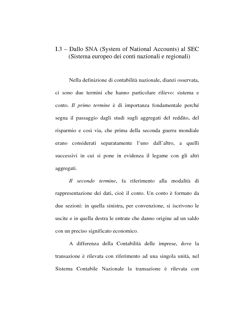 Anteprima della tesi: Il conto economico nazionale e il conto satellite della protezione sociale in Italia, Pagina 10