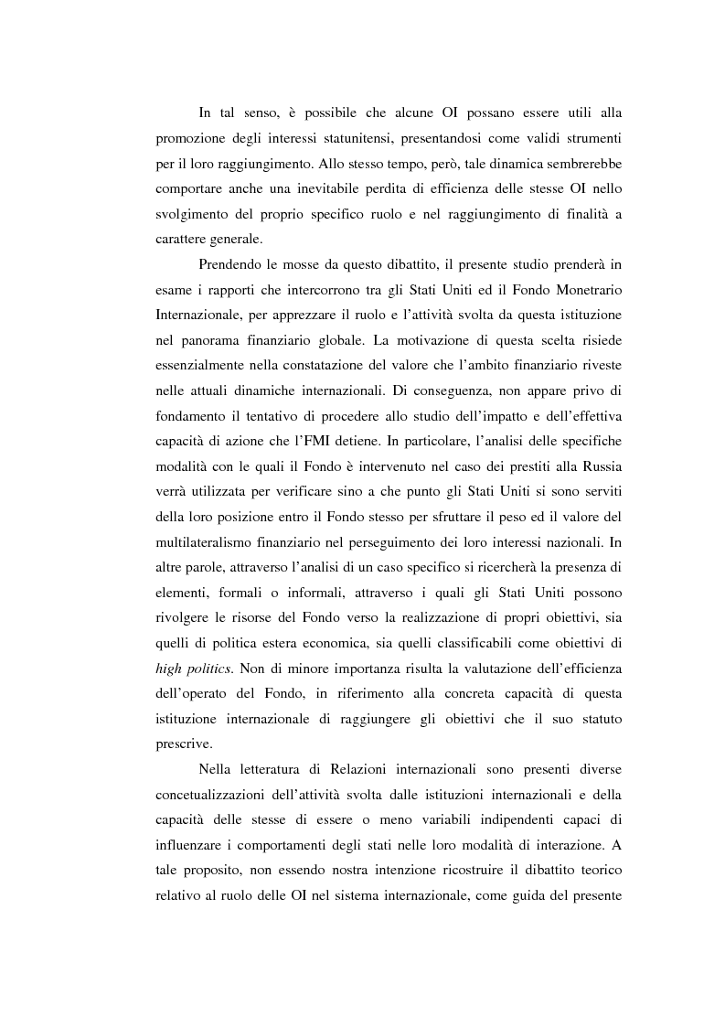 Anteprima della tesi: Il potere strutturale nell'ambito finanziario internazionale: gli Stati Uniti, il Fondo Monetario Internazionale ed i programmi di sostegno alla Russia, 1992-1999, Pagina 2