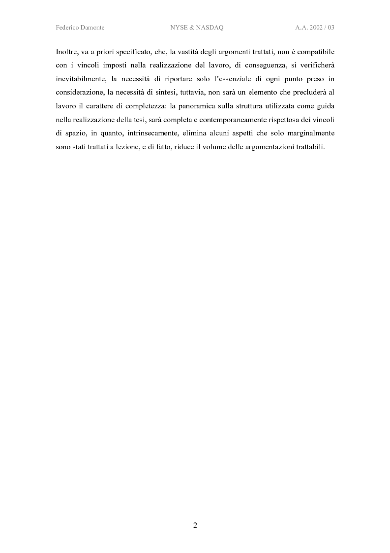 Anteprima della tesi: La borsa americana: New York Stock Exchange (NYSE) & National Association of Security Dealers Automated Quotation (NASDAQ), Pagina 2