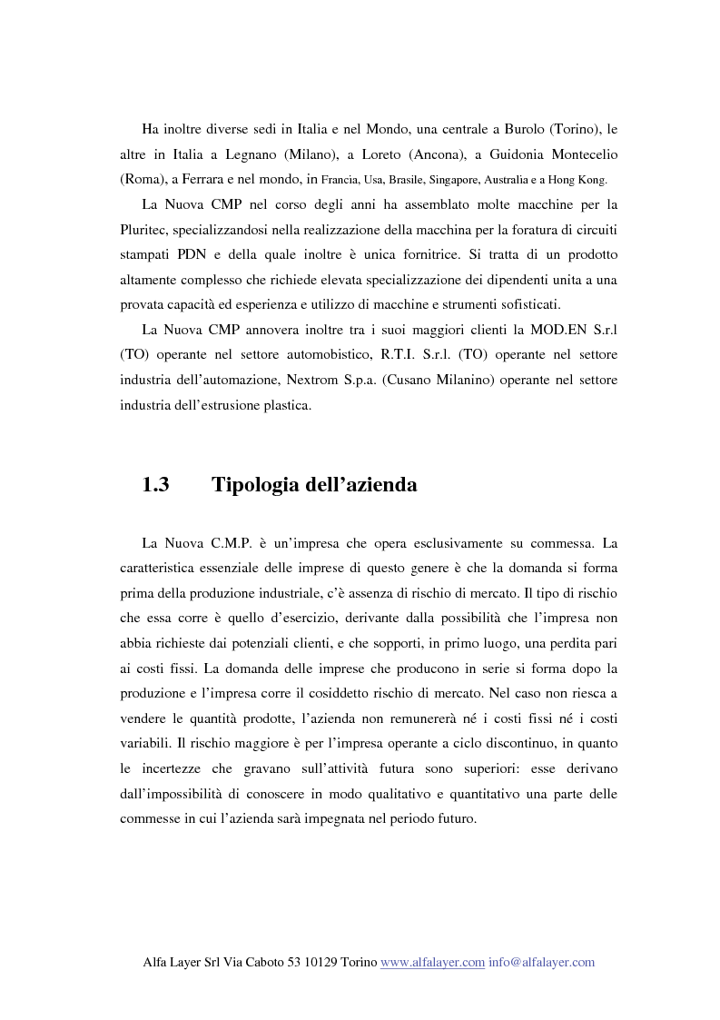 Anteprima della tesi: La riorganizzazione di un'impresa che produce su commessa:il caso Nuova C.M.P., Pagina 6