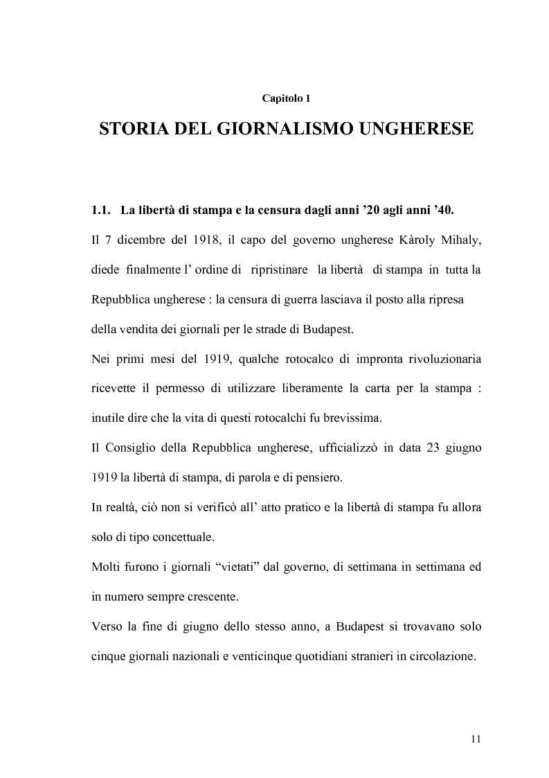 Anteprima della tesi: Storia del giornalismo ungherese fino alla rivoluzione del '56, Pagina 8
