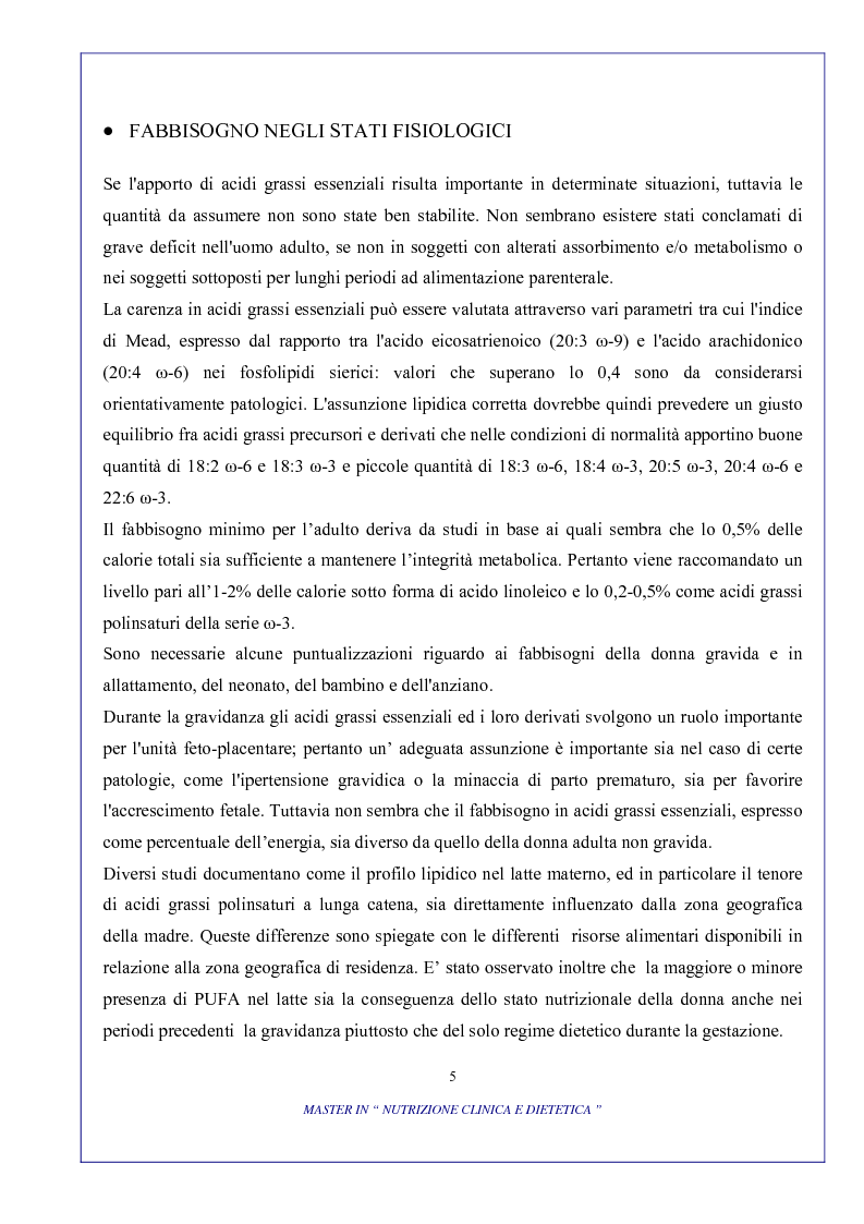 Anteprima della tesi: Ruolo degli acidi grassi essenziali ω 6 / ω 3 nella dieta, Pagina 5