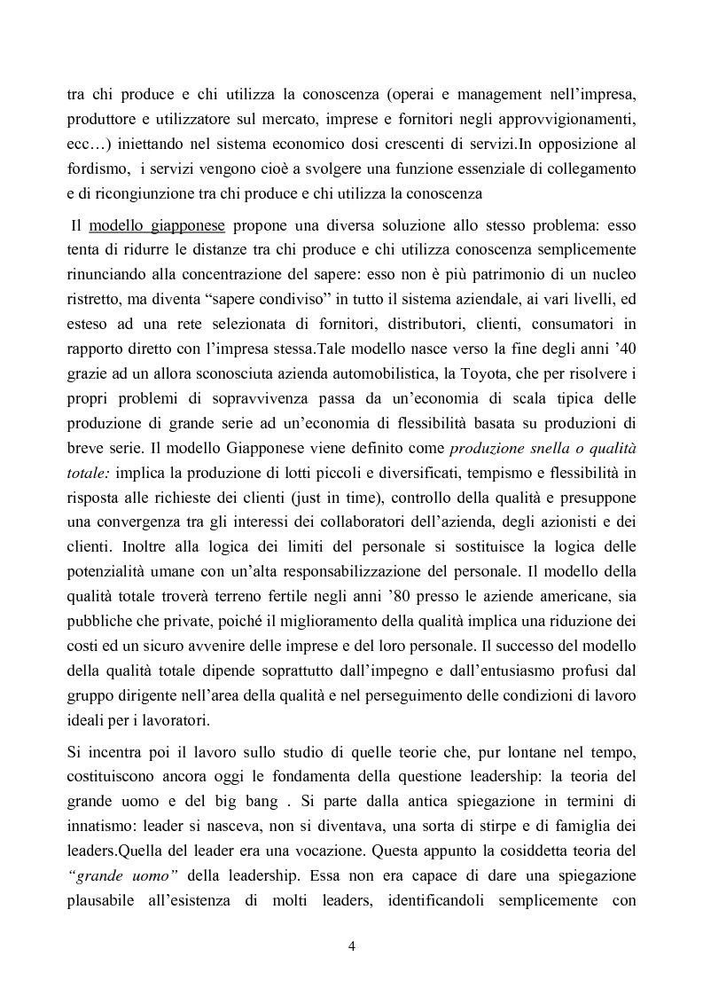 Anteprima della tesi: L'evoluzione degli stili di leadership nell'organizzazione: il caso della Termomeccanica Spa, Pagina 4