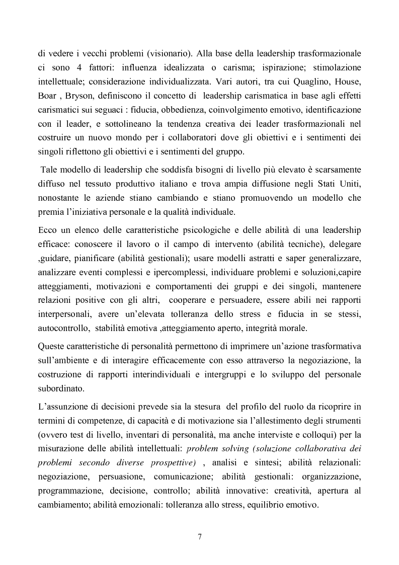 Anteprima della tesi: L'evoluzione degli stili di leadership nell'organizzazione: il caso della Termomeccanica Spa, Pagina 7