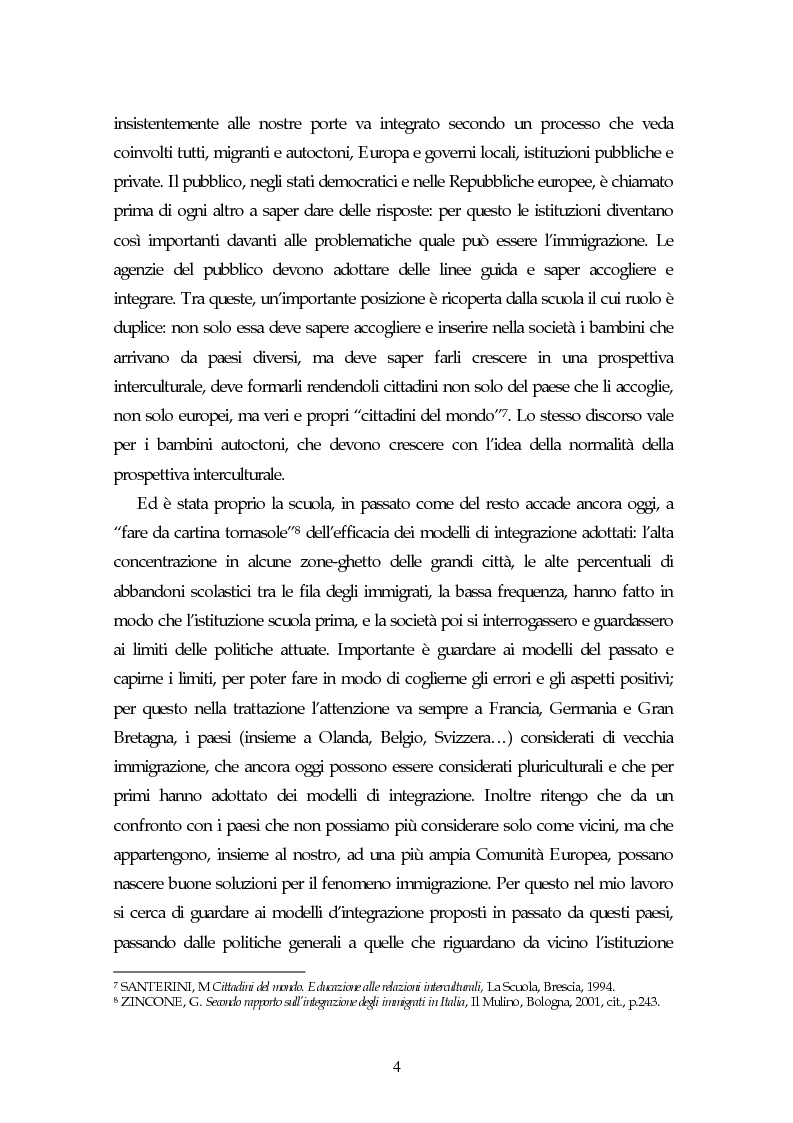 Anteprima della tesi: Piccoli immigrati in Europa. Confronto tra le strategie di inserimento scolastico, Pagina 4