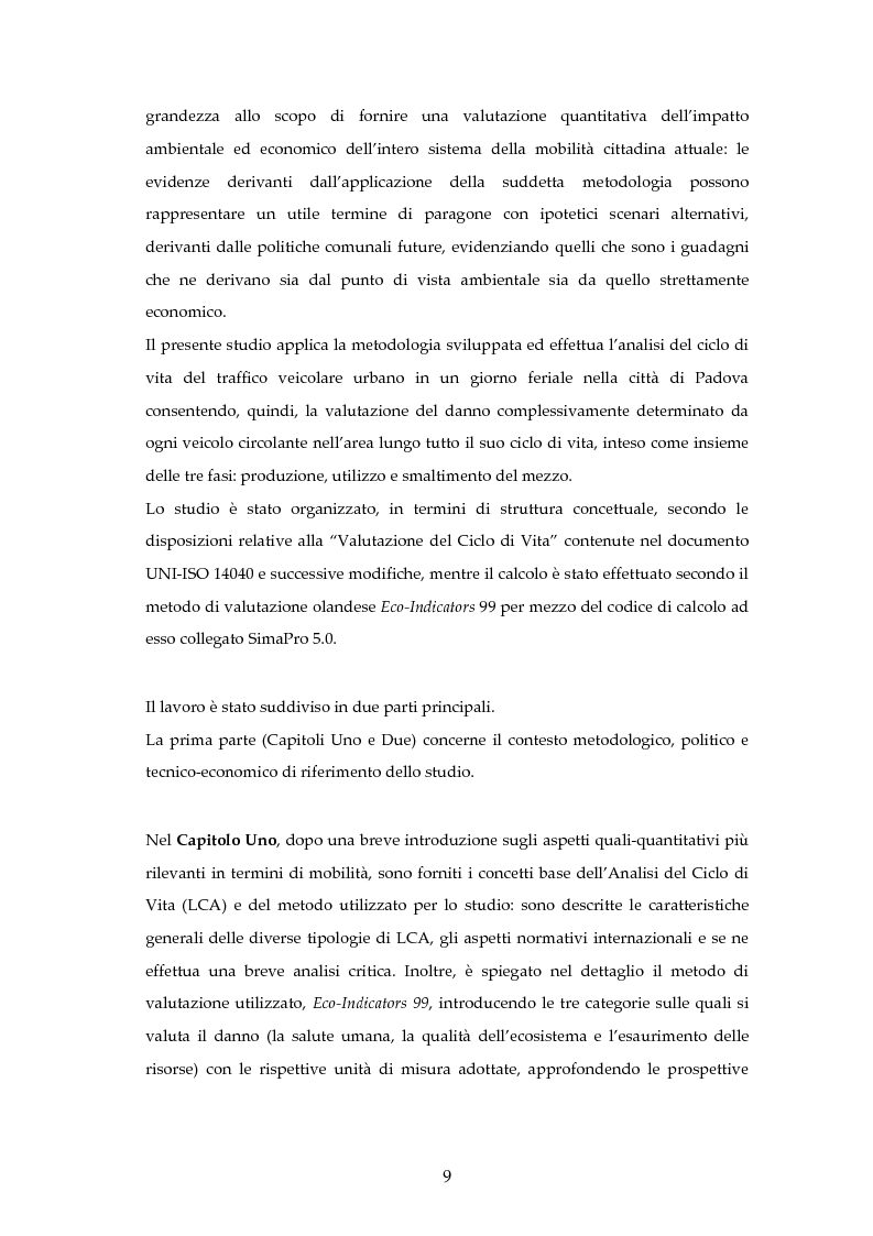 Anteprima della tesi: Analisi mediante LCA e valutazione economica dei trasporti nella città di Padova, Pagina 2