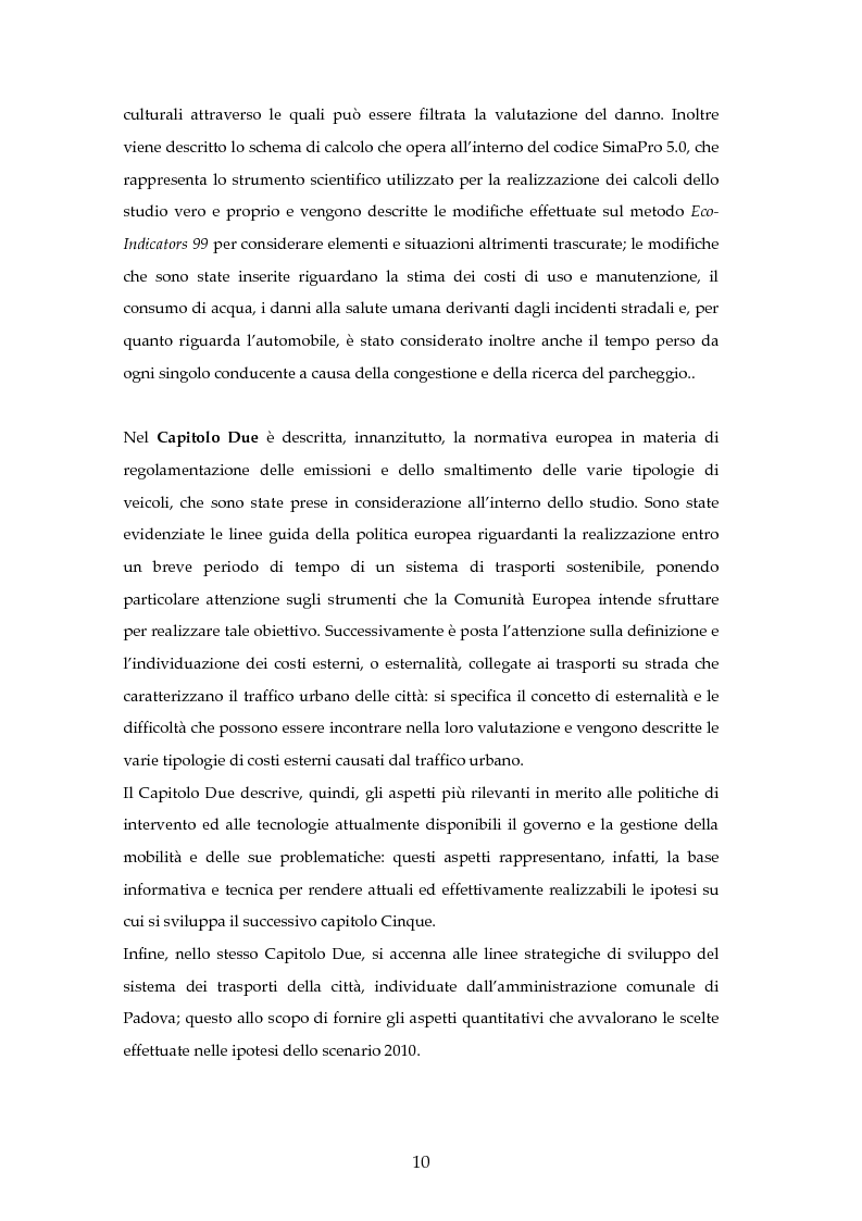 Anteprima della tesi: Analisi mediante LCA e valutazione economica dei trasporti nella città di Padova, Pagina 3