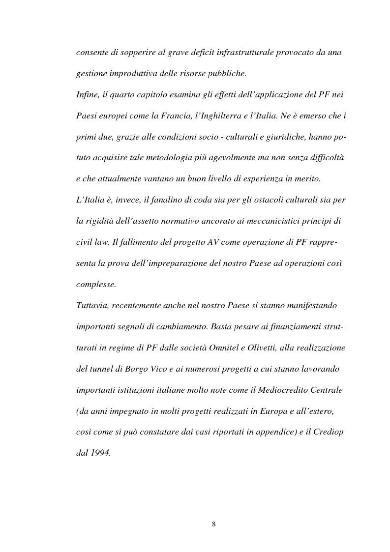 Anteprima della tesi: Il project financing e la realizzazione delle grandi opere infrastrutturali, Pagina 4