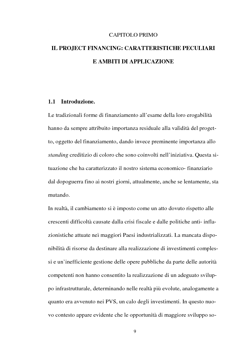 Anteprima della tesi: Il project financing e la realizzazione delle grandi opere infrastrutturali, Pagina 5