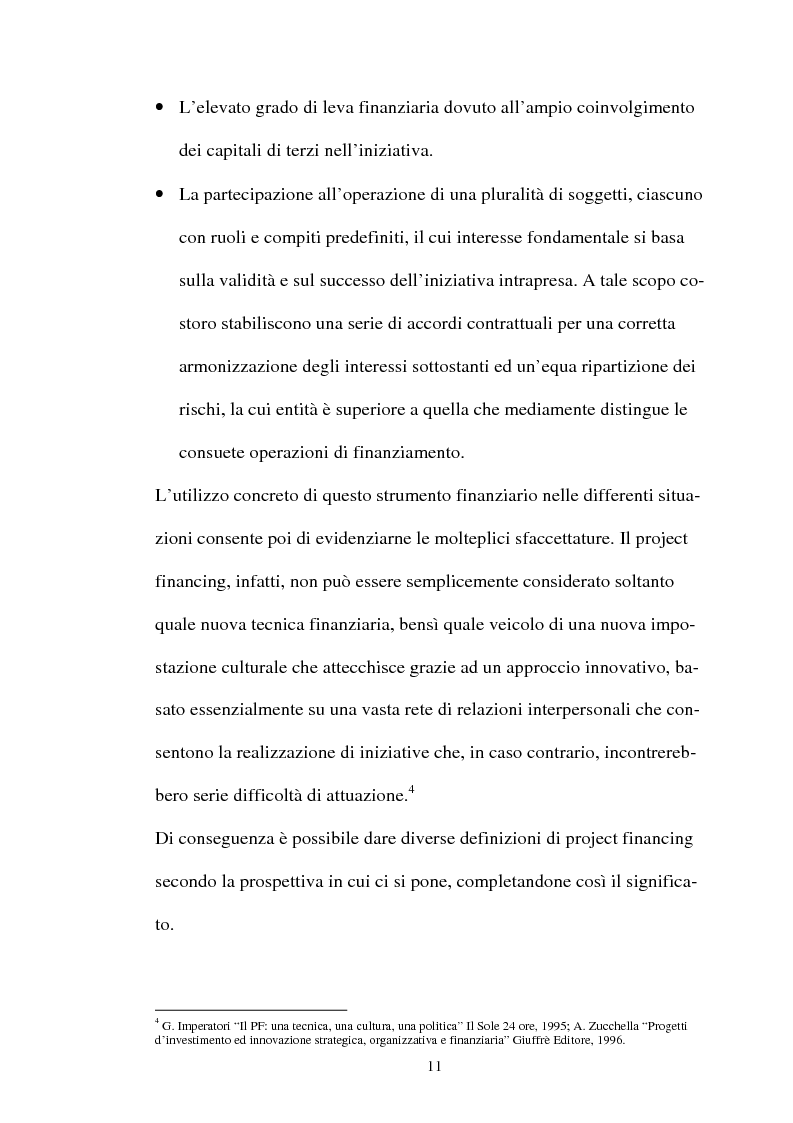 Anteprima della tesi: Il project financing e la realizzazione delle grandi opere infrastrutturali, Pagina 7