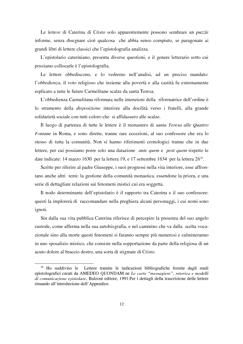 Anteprima della tesi: L'epistolario di Caterina di Cristo, Pagina 8
