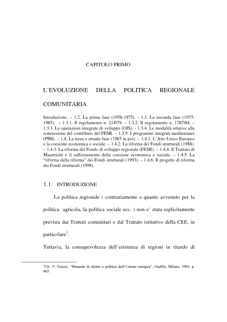 Anteprima della tesi: Le regioni meno sviluppate tra interventi comunitari e aiuti di stato, Pagina 3