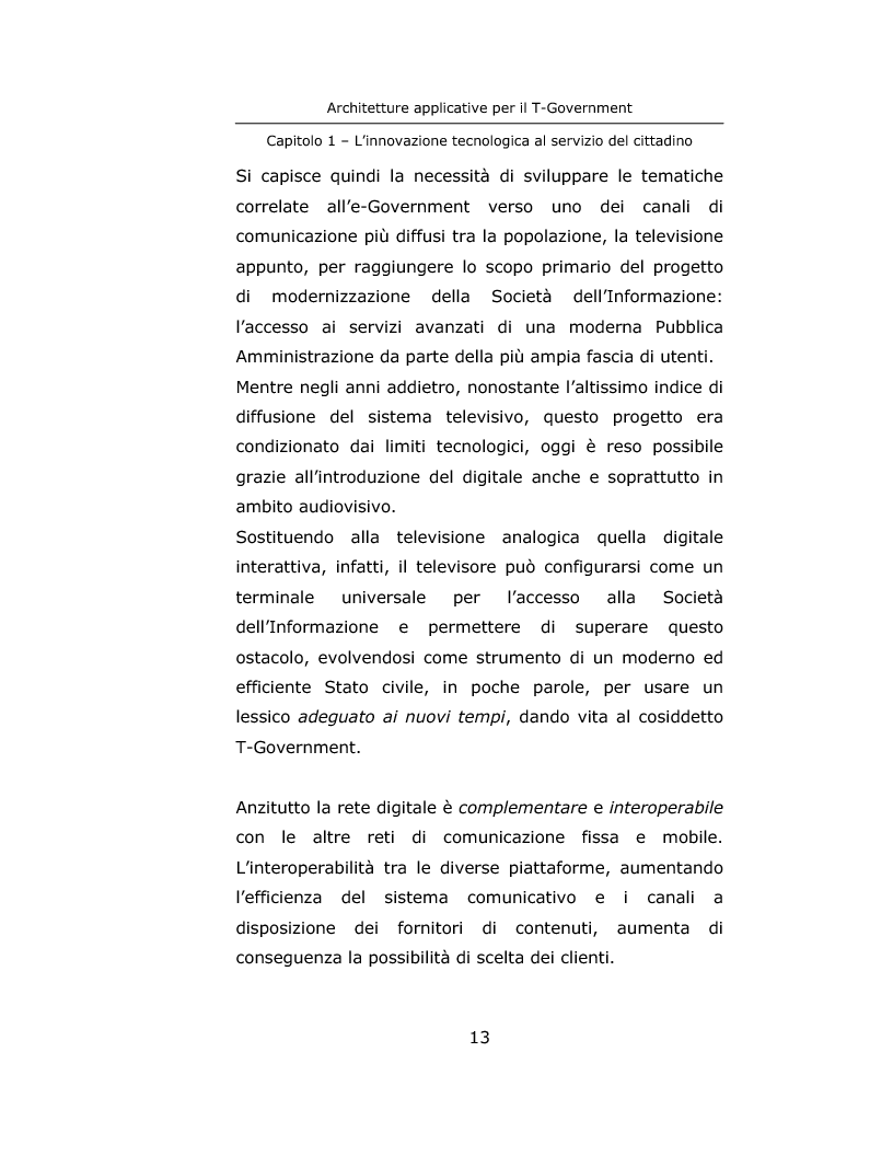 Anteprima della tesi: Architetture applicative per il T-Government, Pagina 13