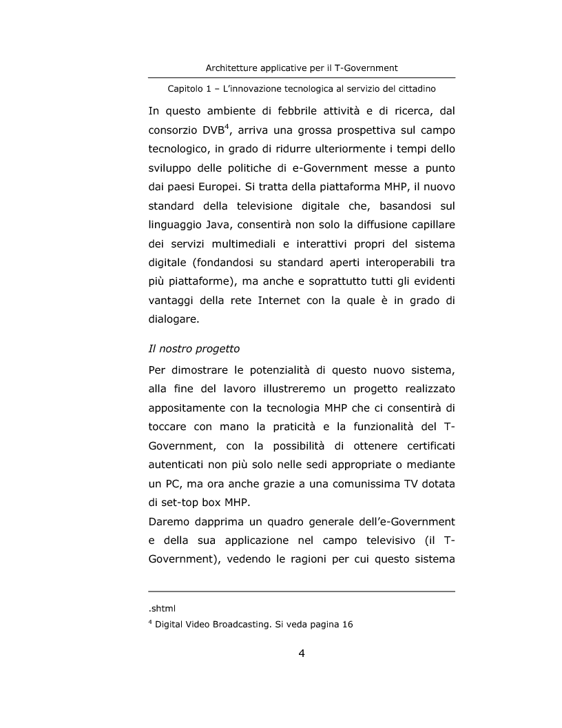 Anteprima della tesi: Architetture applicative per il T-Government, Pagina 4