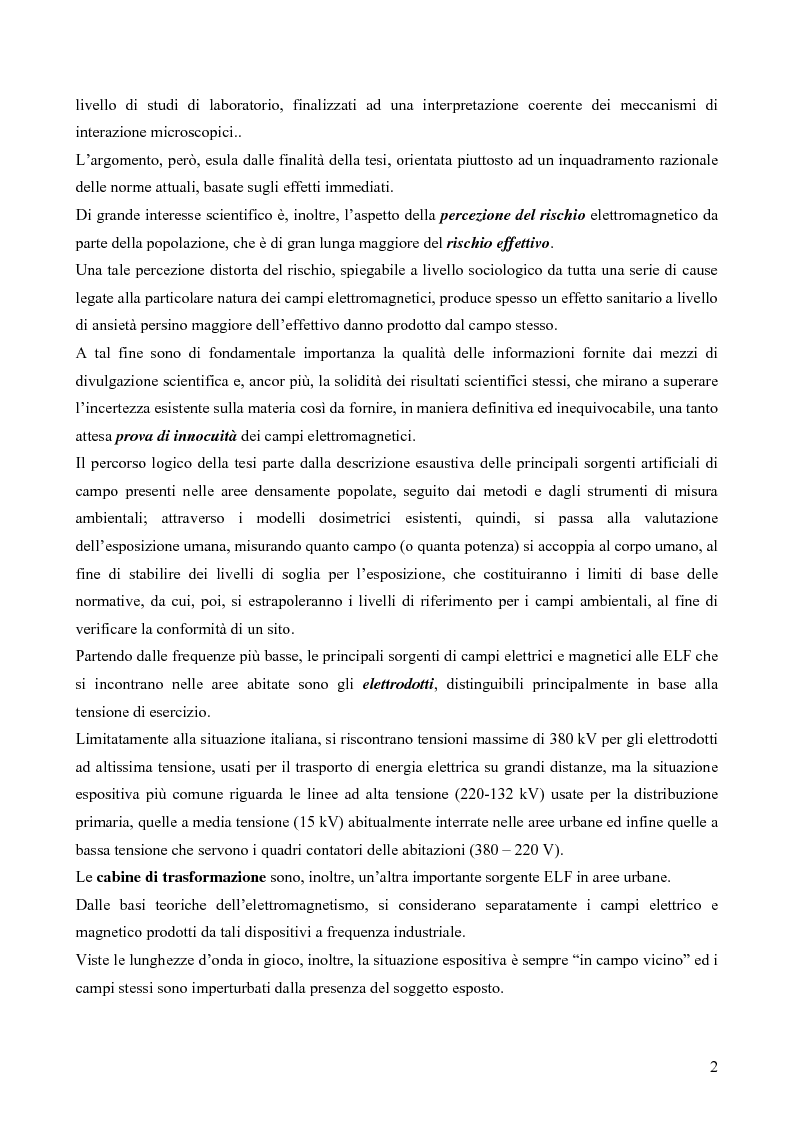 Anteprima della tesi: Misure e valutazione dell'esposizione umana ai campi elettromagnetici in zone densamente popolate, Pagina 2