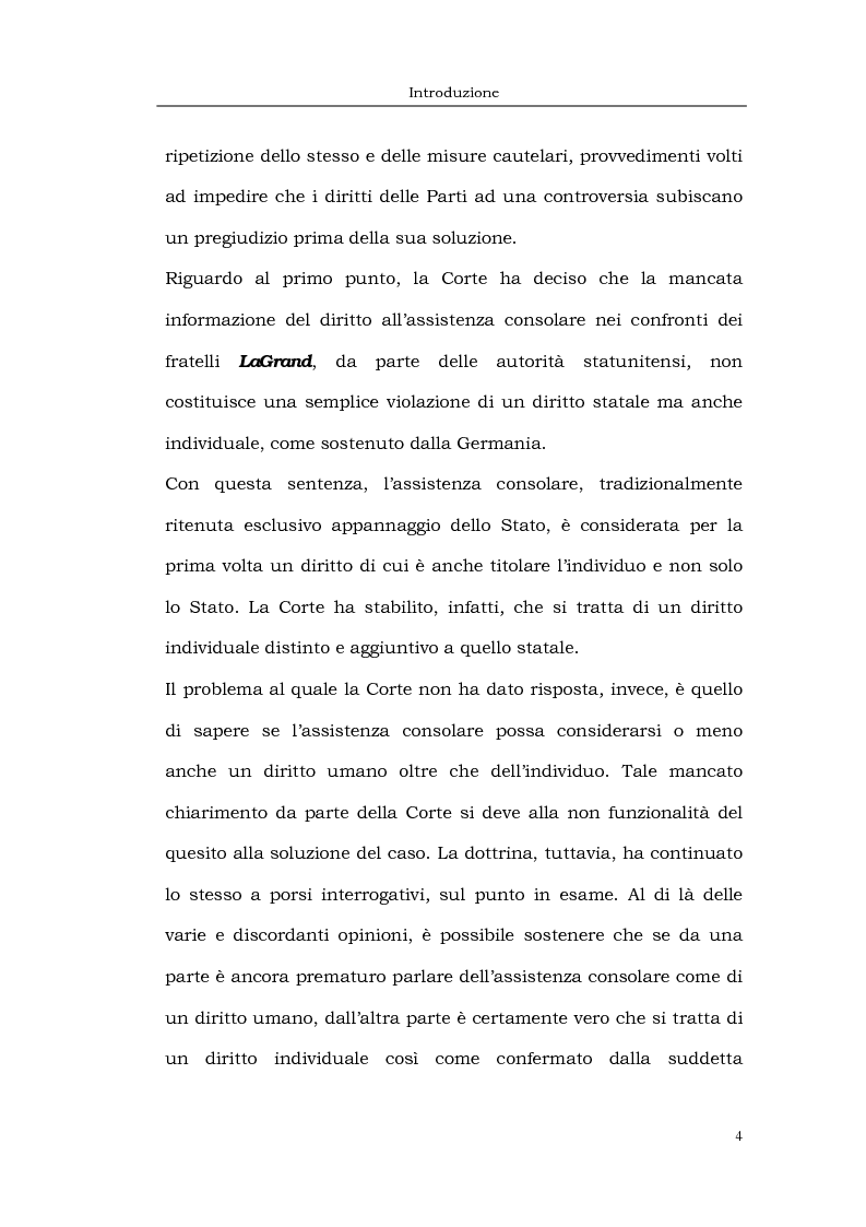 Anteprima della tesi: Il caso LaGrand e la tutela internazionale dei diritti umani, Pagina 4