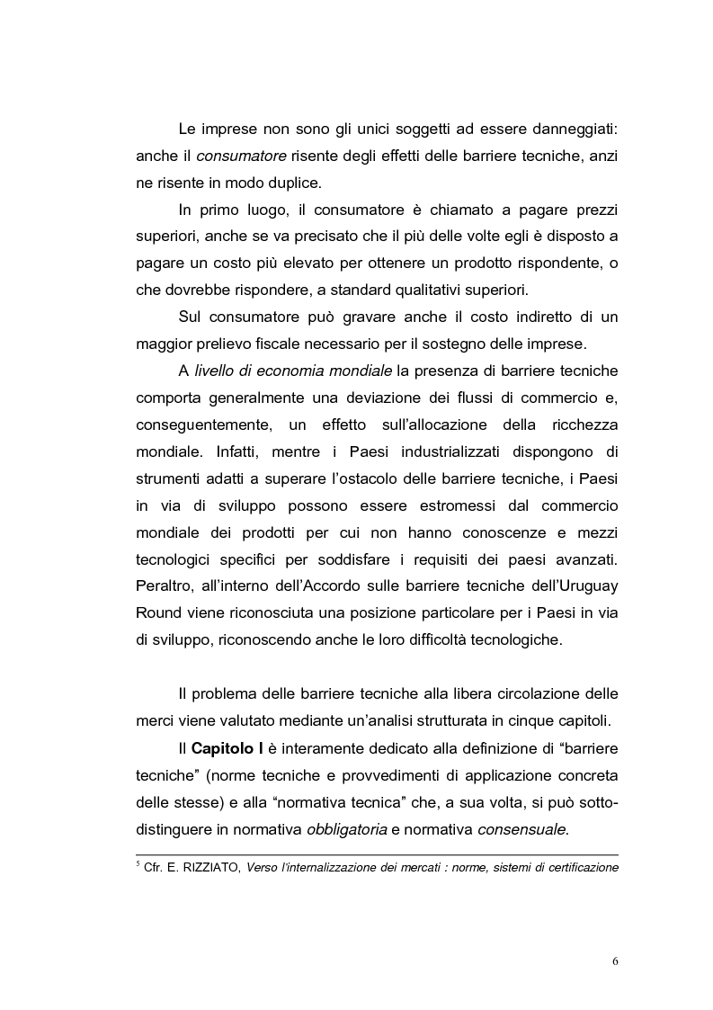 Anteprima della tesi: Le barriere tecniche alla libera circolazione delle merci, Pagina 6