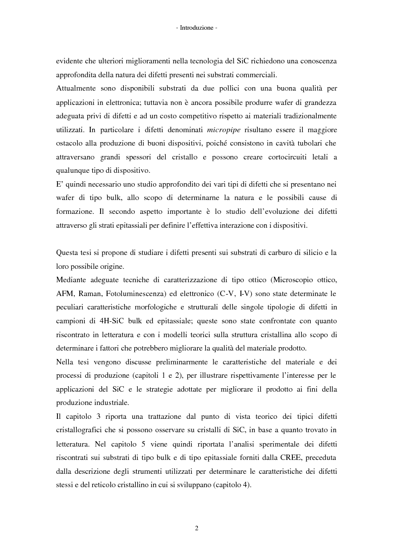 Anteprima della tesi: Analisi morfologica di difetti su carburo di silicio per applicazioni su dispositivi elettronici, Pagina 2
