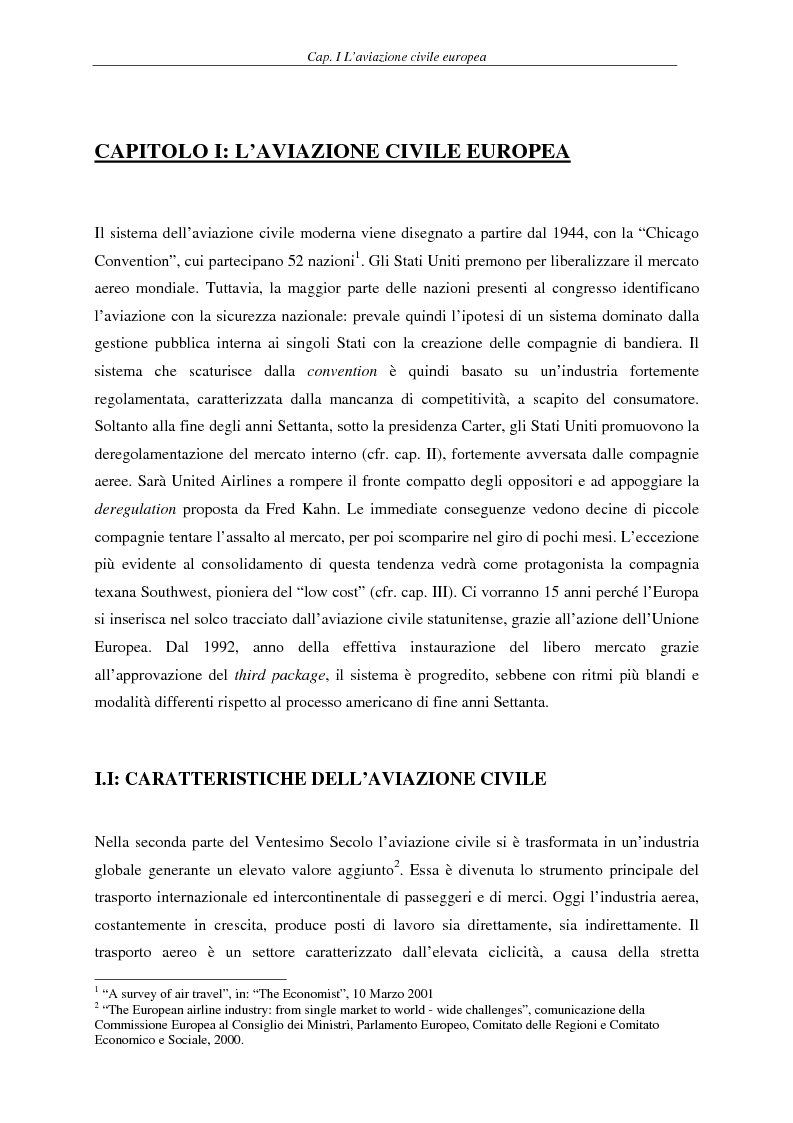 Anteprima della tesi: Il fenomeno del volo low cost in Europa: risvolti economici, sociali, turistici, Pagina 4
