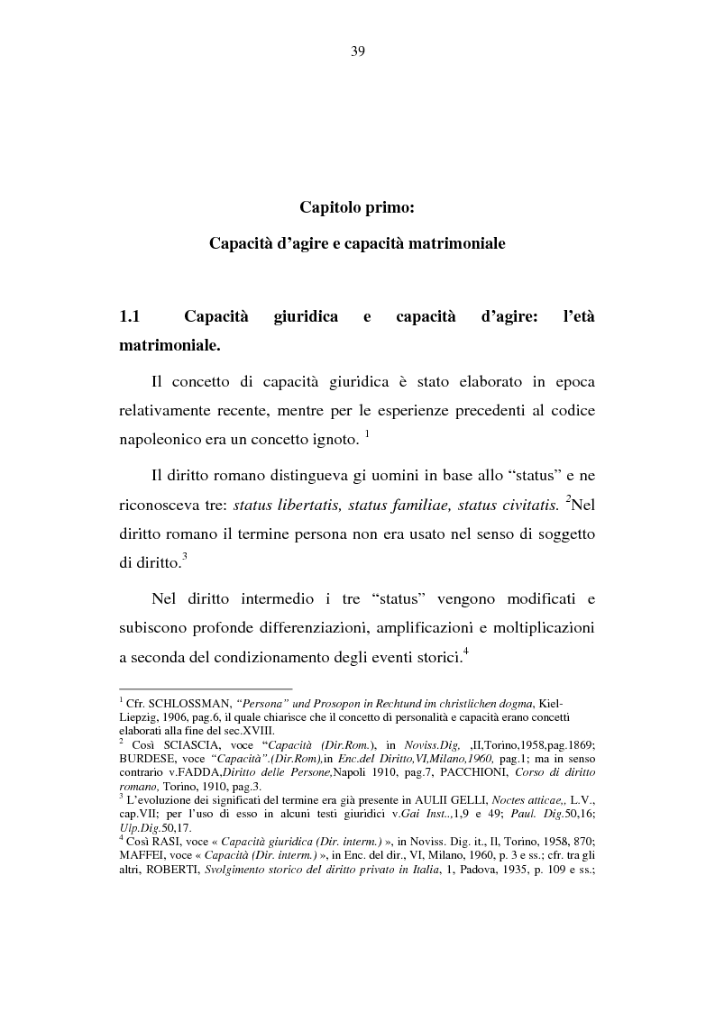 Anteprima della tesi: La capacità matrimoniale del minore in diritto canonico e nel diritto civile italiano, Pagina 4