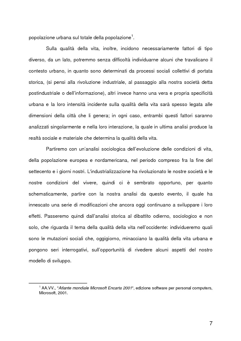 Anteprima della tesi: La qualità della vita urbana, aspetti sociologici. Analisi e metodi di valutazione, Pagina 2