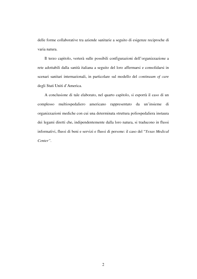Anteprima della tesi: Le reti aziendali in sanità: il caso Texas Medical Center, Pagina 2