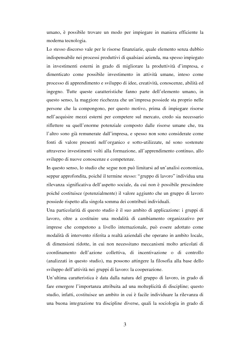 Anteprima della tesi: Un'analisi dei meccanismi di coordinamento, incentivazione, controllo nei gruppi di lavoro ed integrazione nell'organizzazione, Pagina 3