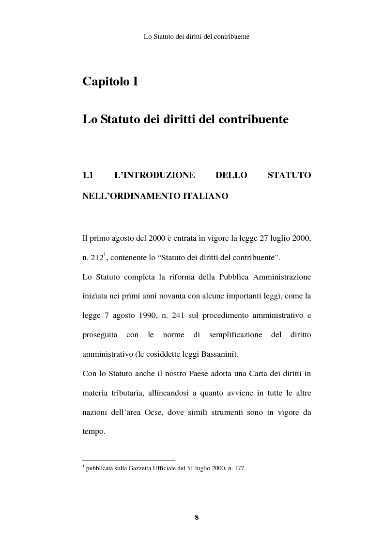Anteprima della tesi: La tutela del contribuente nello Statuto dei diritti del contribuente, Pagina 5