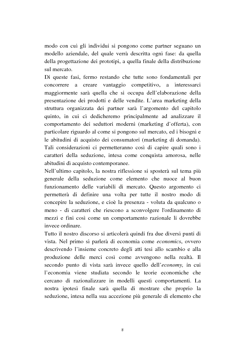 Anteprima della tesi: Economia della seduzione. Analisi delle forze concorrenziali e strategie di vantaggio competitivo nella moderna conquista amorosa, Pagina 3